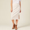 Jupe tricot midi ajustée beige femme