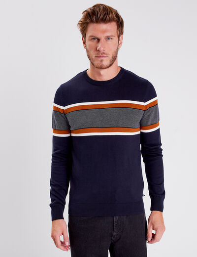 Pull manches longues bleu foncé homme