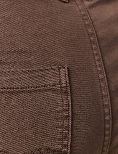 Jeans large cropped taille haute marron femme