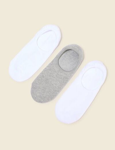 Lot de 3 paires chaussettes invisibles blanc homme