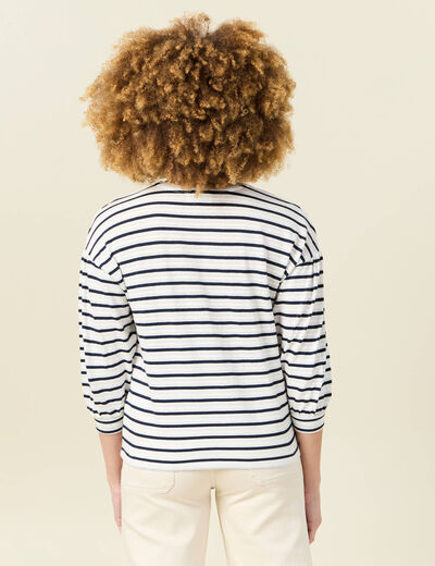 T-shirt manches 3/4 bleu femme