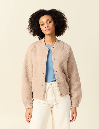 Gilet matelassé boutonné creme femme