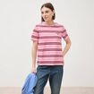 T-shirt ray&eacute; col rond manches courtes vieux rose femme