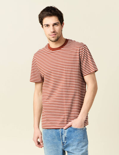 T-shirt manches courtes marron cognac homme