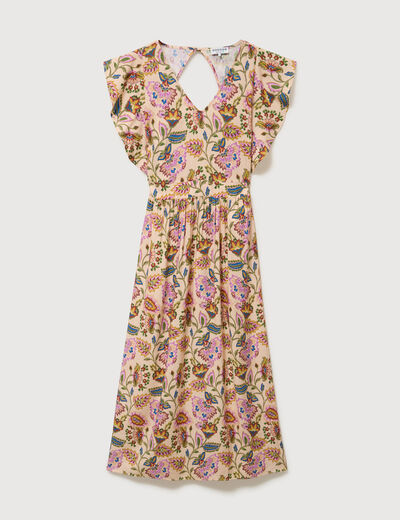Robe longue droite fluide multicolore femme