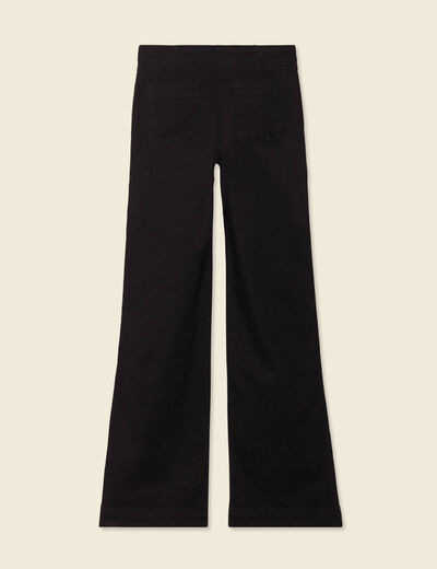 Jeans flare à pont denim noir femme