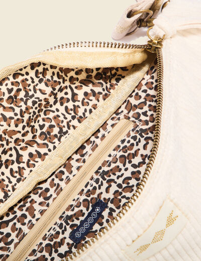 Sac banane velours côtelé creme femme