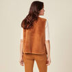 Veste droite fausse fourrure marron femme