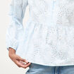 Chemise col v manches longues en coton blanc femme