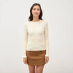 Pull cintr&eacute; col rond manches longues creme femme