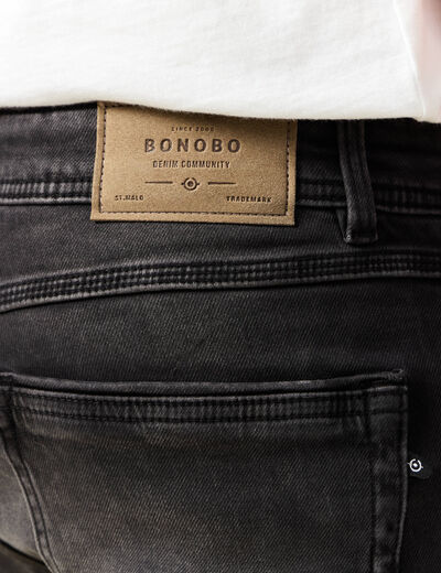 Jeans straight longueur 34 denim denim noir homme