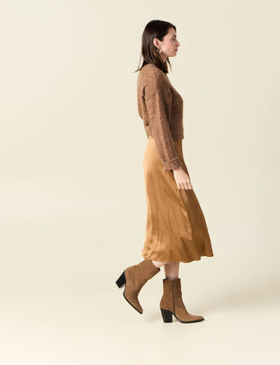 Pull manches longues marron foncé femme