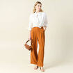 Pantalon large fluide marron femme
