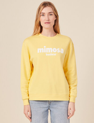 Sweat éco-responsable jaune fluo femme