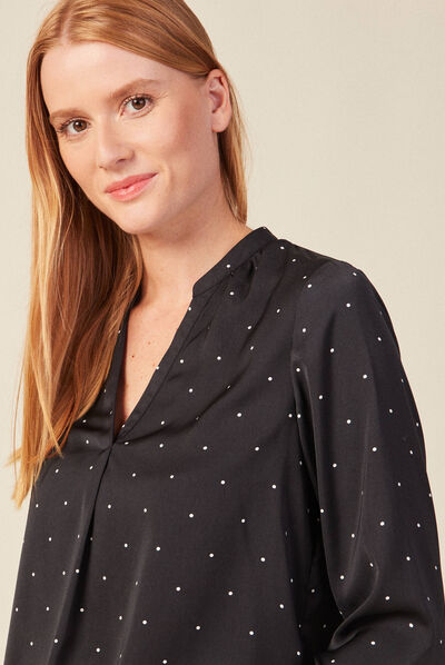 Blouse manches longues noir femme