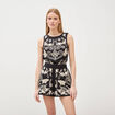 Short en coton avec broderie noir femme