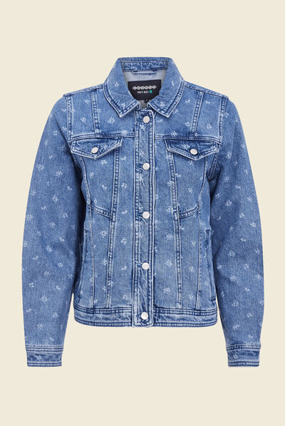 Veste boutonnée denim bleach femme