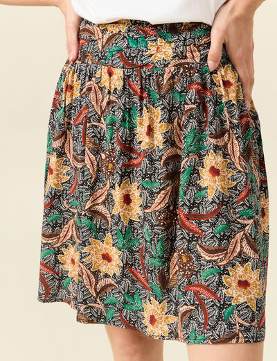 Jupe droite taille élastiquée noir femme