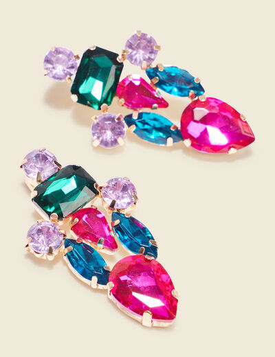 Boucles d'oreilles pendantes multicolore femme