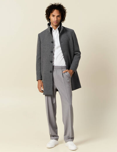 Manteau ajusté boutonné gris foncé homme
