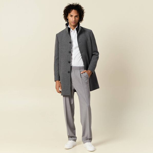 Manteau ajusté boutonné gris foncé homme