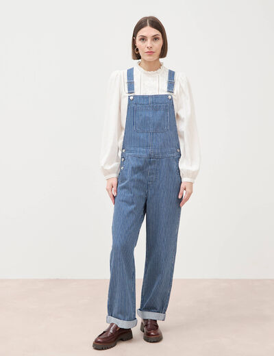 Salopette en coton aspect jeans denim stone femme
