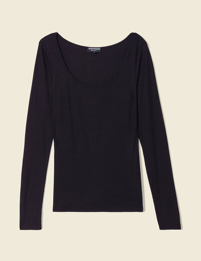 T-shirt côtelé éco-responsable noir femme