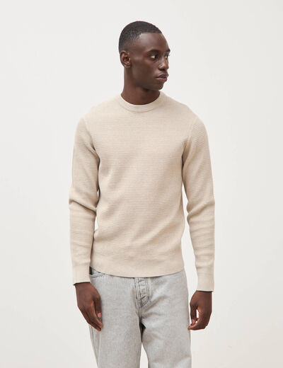 Pull droit manches longues sable homme