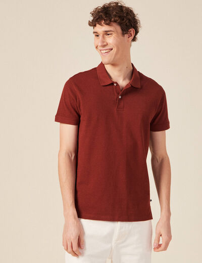 Polo éco-responsable marron cognac homme