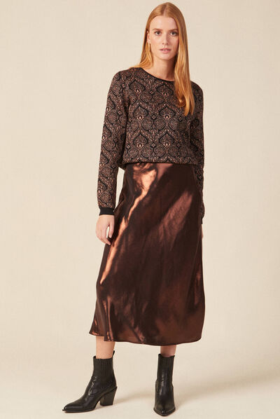 Pull manches longues rouge foncé femme