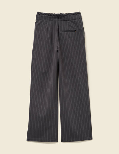 Pantalon large ceinture tissu fluide gris femme