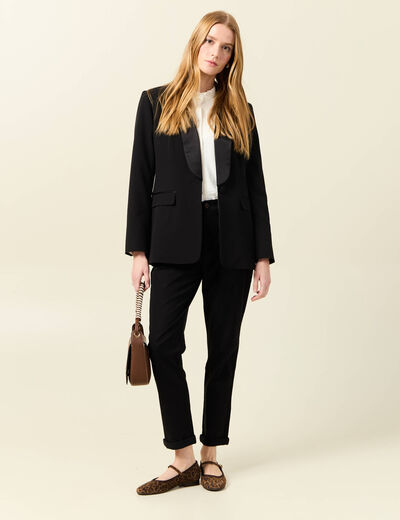 Pantalon chino cigarette noir femme