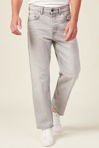 Jeans relaxed 5 poches denim snow gris homme
