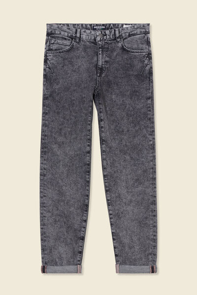 Jeans girlfriend 5 poches denim snow gris femme