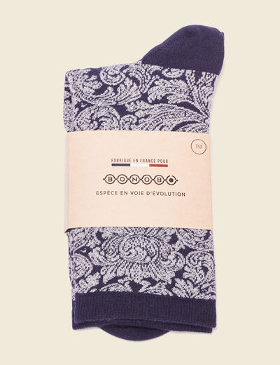 Chaussettes fabriquées en France bleu foncé femme