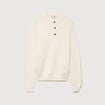 Pull droit col mao manches longues ecru homme