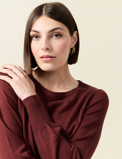 Pull manches longues marron femme