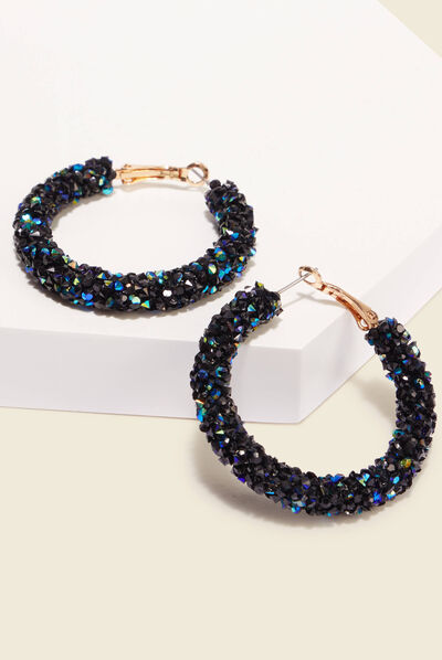Boucles d'oreilles créoles noir femme