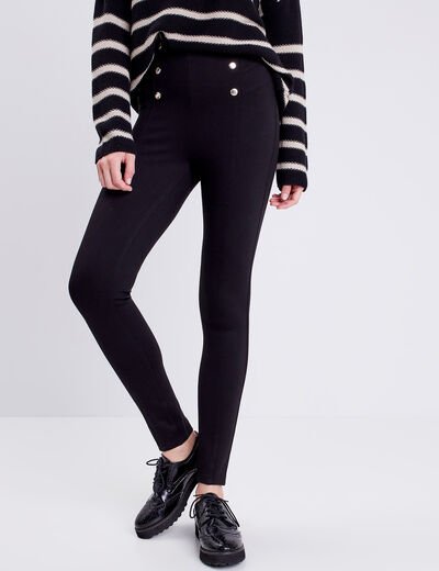Pantalon jegging taille haute noir femme