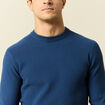 Pull fin col rond manches longues bleu fonc&eacute; homme