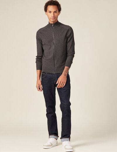 Gilet manches longues zippé gris foncé homme