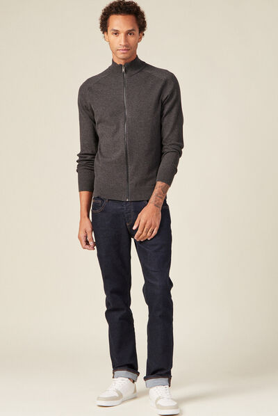 Gilet manches longues zippé gris foncé homme