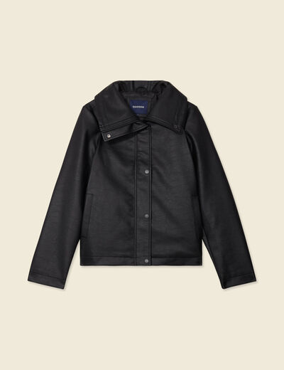 Blouson biker simili cuir noir femme