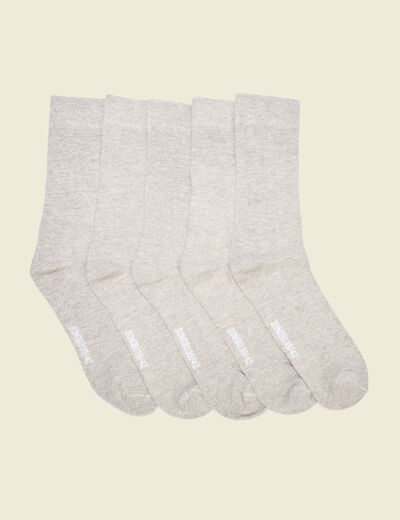 Lot 5 paires chaussettes gris clair homme