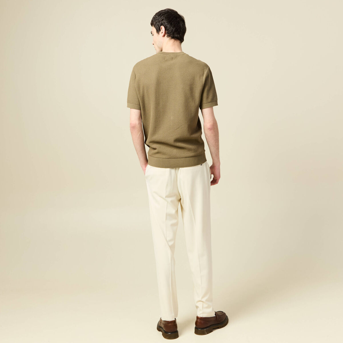 T-shirt en coton vert kaki homme