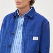 Surchemise courte droite en velours bleu electrique homme