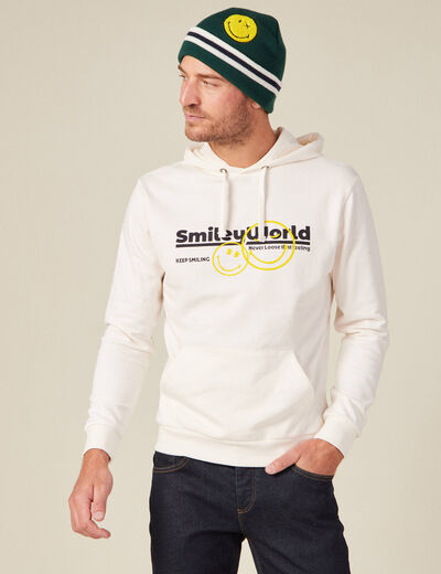 Sweat à capuche SmileyWorld ecru homme