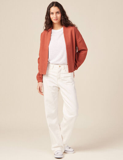 Gilet manches longues orange femme
