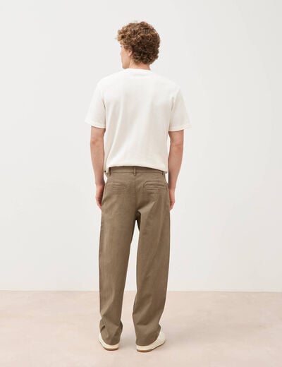 Pantalon coupe large taupe homme
