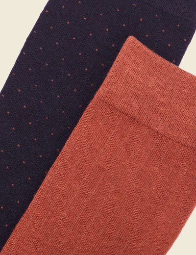 Lot 2 paires chaussettes marron cognac homme